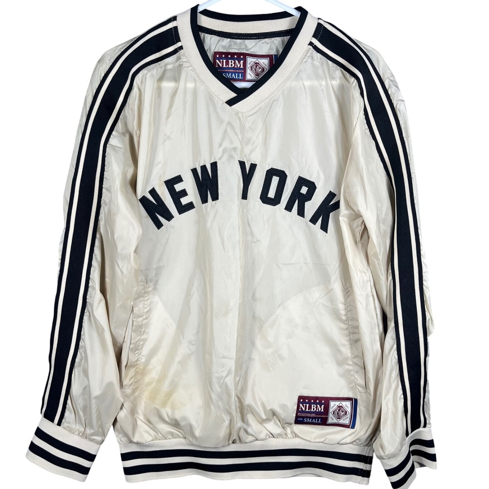 NLBM Windbreaker Pullover Mens‎ S Cream New York Negro Leagues Baseball ROW23